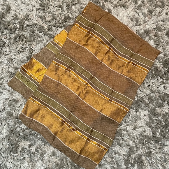 FENDI - Silk Brown Scarf - Picture 2 of 6